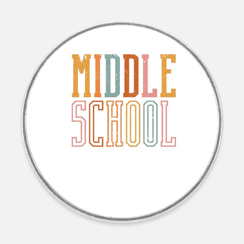 Middle School Vibes Funny Teacher Student Learning - Round  fridge magnet - white