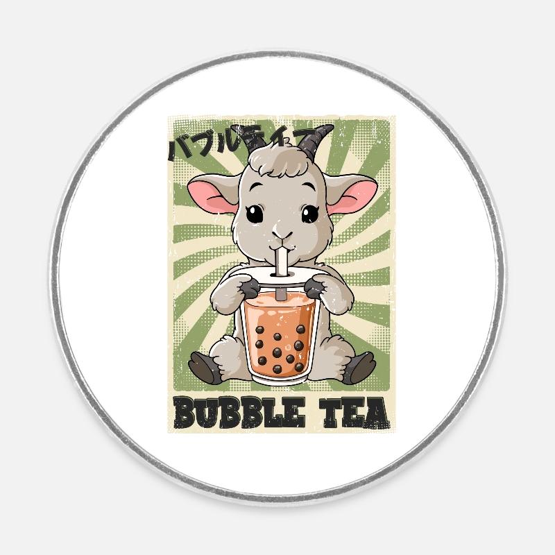 Boba Tea Chèvre Bubble Tea - Magnet rond - blanc