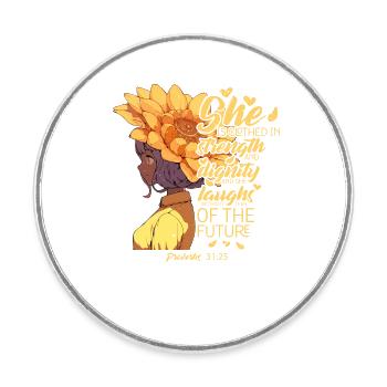 Verset de la Bible chrétienne Tournesol Livre des Proverbes - Magnet rond - blanc - Devant