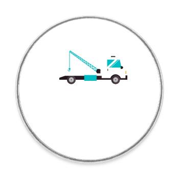 Je suis un chauffeur de dépanneuse avec mon propre lit en camionnage - Magnet rond - blanc - Devant