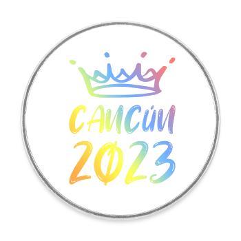 Cancun 2023 - Runder Kühlschrankmagnet - Weiß - Vorne