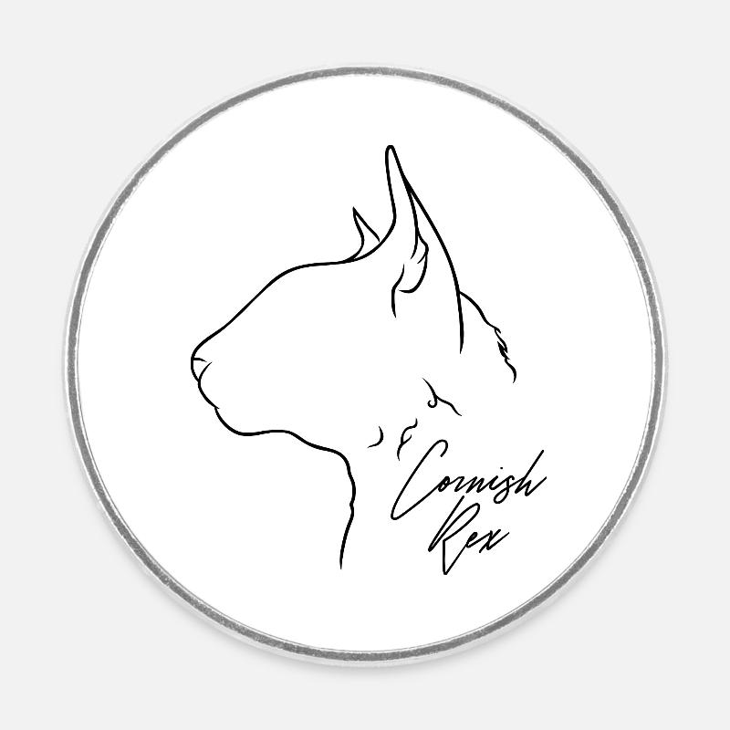Cornish Rex Profil Chat Cat Wilsigns - Magnet rond - blanc