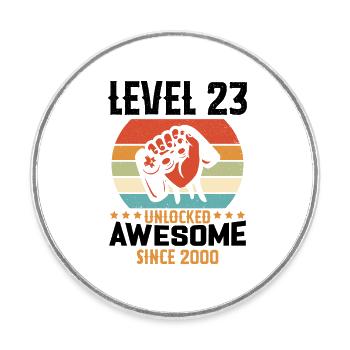 Level 23 Komplettes Geschenk zum Geburtstag 2000 - Runder Kühlschrankmagnet - Weiß - Vorne
