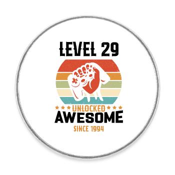 Level 29 komplettes Geburtstagsgeschenk von 1994 - Runder Kühlschrankmagnet - Weiß - Vorne