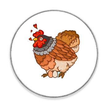 Poule Race Poule Poule Pondeuse Verte Oeufs Éleveur de poulet - Magnet rond - blanc - Devant