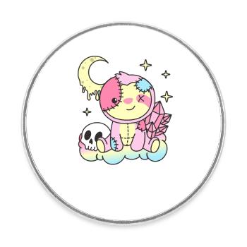 Kawaii Gothique Paresseux Pastel Goth - Magnet rond - blanc - Devant
