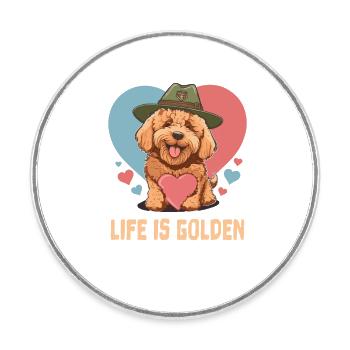Life Is Golden Goldendoodle Dad Doodle Mama Cute - Runder Kühlschrankmagnet - Weiß - Vorne