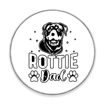 Papa Rottie - Magnet rond - blanc - Devant