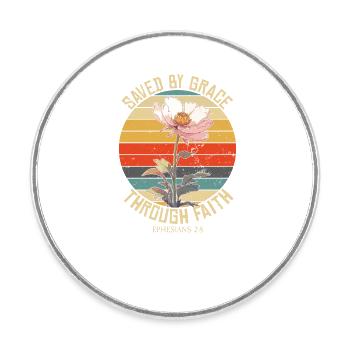 Saved By Grace Ephesians Scripture Chapter Bible - Round  fridge magnet - white - Front