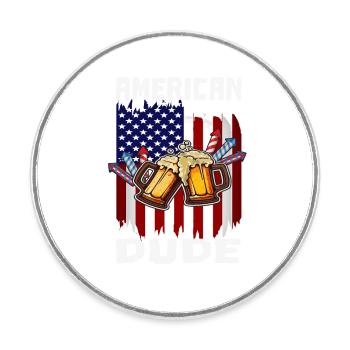 4th Of Juillet Proud American Dude US Flag Pride - Magnet rond - blanc - Devant