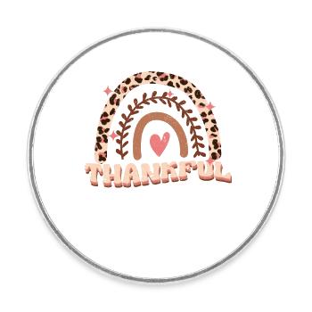 Gratitude Thanksgiving Teacher Fall Season - Round  fridge magnet - white - Front