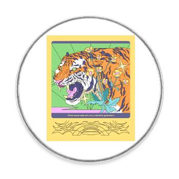 Tiger und ein Zitat! - Runder Kühlschrankmagnet - Weiß - Vorne