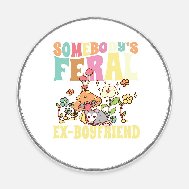 Champignon Groovy sauvage Opossum sauvage de quelqu’un - Magnet rond - blanc