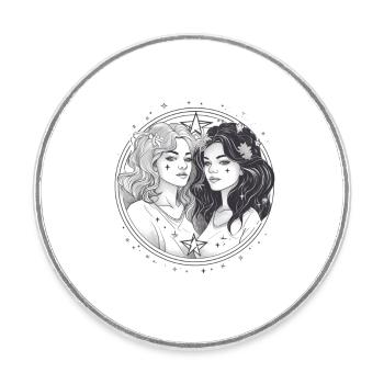 Gemini zodiac sign women black and white - Round  fridge magnet - white - Front