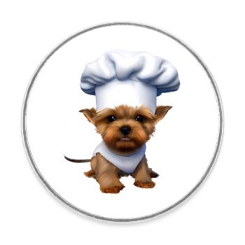Chiot Restaurateur Chien Cuisine Yorkshire Terrier - Magnet rond - blanc - Devant