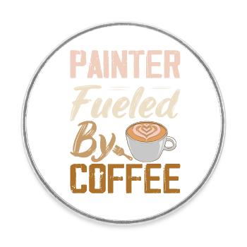 Peintre alimenté par la profession de café - Magnet rond - blanc - Devant