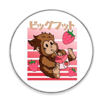 Milkshake aux fraises Bigfoot Kawaii - Magnet rond - blanc - Devant