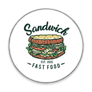 Sandwich - Runder Kühlschrankmagnet - Weiß - Vorne
