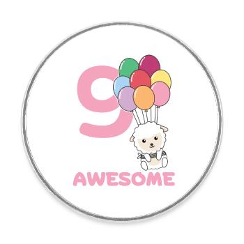 Moutons pour les enfants de 9 ans - Magnet rond - blanc - Devant