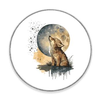 Cub Scout heult den Mond an - Runder Kühlschrankmagnet - Weiß - Vorne