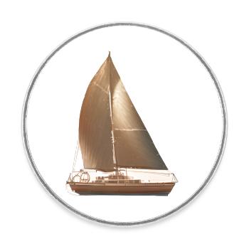 Voile, Marin, Voilier, Voile, Voilier - Magnet rond - blanc - Devant