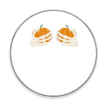 Skelett Kürbis Brüste Hand Lustige Halloween - Runder Kühlschrankmagnet - Weiß - Vorne