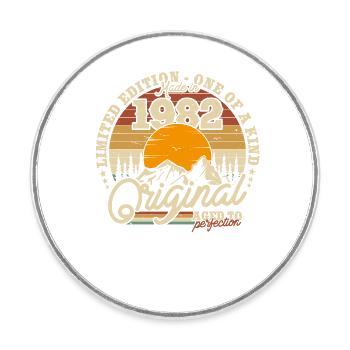 Retro Geburtstagsgeschenk 1982 - 41/42 Jahre - Runder Kühlschrankmagnet - Weiß - Vorne