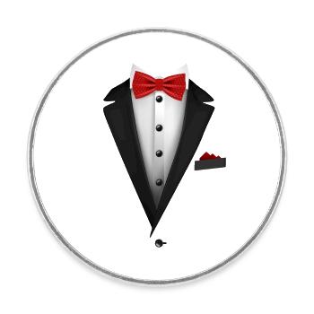 Smoking mit roter Fliege für Hochzeiten und besondere - Runder Kühlschrankmagnet - Weiß - Vorne