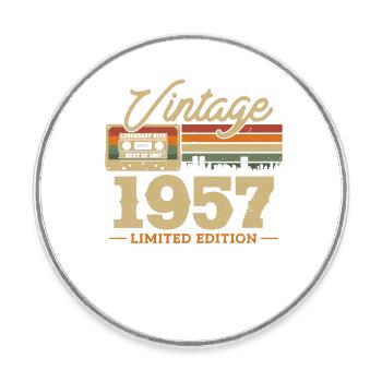1957 - 66/67 Geburtstag - Runder Kühlschrankmagnet - Weiß - Vorne