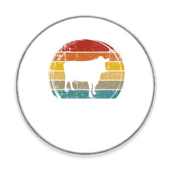 Cow Retro Moo Farmer Milk Farm Gift - Round  fridge magnet - white - Front