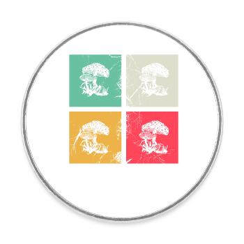 Pilz Pilze Steinpilz Fliegenpilz Retro Geschenk - Runder Kühlschrankmagnet - Weiß - Vorne