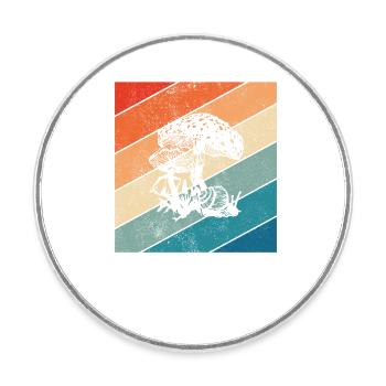 Pilz Pilze Steinpilz Fliegenpilz Retro Geschenk - Runder Kühlschrankmagnet - Weiß - Vorne