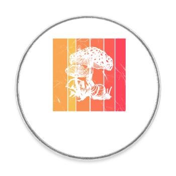 Pilz Pilze Steinpilz Fliegenpilz Retro Geschenk - Runder Kühlschrankmagnet - Weiß - Vorne