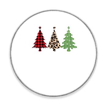Joyeux Noël Buffalo Trees Leopard Plaid Print - Magnet rond - blanc - Devant