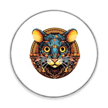 Cheddar Cheese Mouse - Round  fridge magnet - white - Front