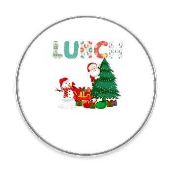 Lunch Lady Funny Christmas Tree Christmas - Round  fridge magnet - white - Front