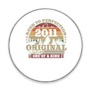 Vintage Geschenk 2011 Geburtstag 12/13 Jahre - Runder Kühlschrankmagnet - Weiß - Vorne