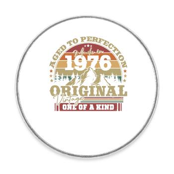 Vintage Geschenk 1976 47/48 Jahre - Runder Kühlschrankmagnet - Weiß - Vorne