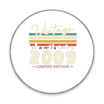 Vintage Geburtstagsgeschenk 2009 14/15 Jahre - Runder Kühlschrankmagnet - Weiß - Vorne