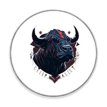 Cow bull's head - Round  fridge magnet - white - Front