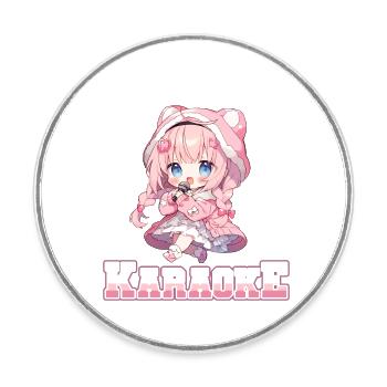 Easily distracted by Karaoke - Round  fridge magnet - white - Front