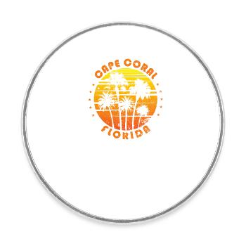 Retro Cape Coral Florida Souvenir Vintage Palme - Runder Kühlschrankmagnet - Weiß - Vorne