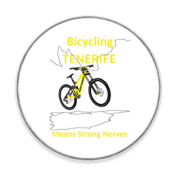 Mountainbike Fahrradfahren Teneriffa Starke Nerven - Runder Kühlschrankmagnet - Weiß - Vorne