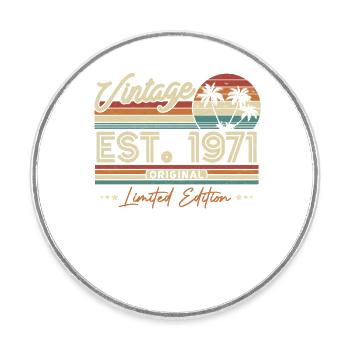 Vintage Birthday Gift 1971 - Round  fridge magnet - white - Front