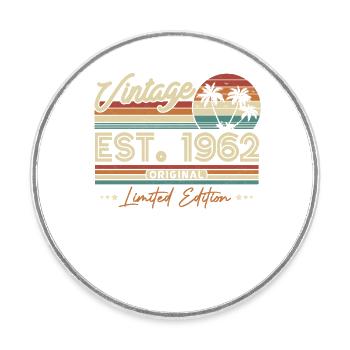 Nostalgia: 1962 Vintage Birthday - Round  fridge magnet - white - Front
