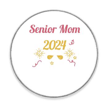 Senior Mom Class of 2024 Proud Mama Of A Graduate - Runder Kühlschrankmagnet - Weiß - Vorne