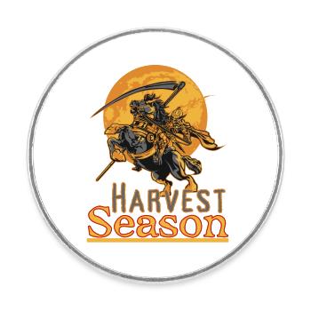 "Harvest Season", candy hunt for Halloween - Round  fridge magnet - white - Front