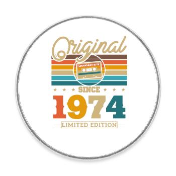 Original 1974 Birthday Vintage - Round  fridge magnet - white - Front