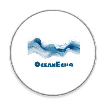 Wellenmotiv im Linienstil - OceanEcho - Runder Kühlschrankmagnet - Weiß - Vorne