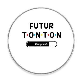 Homme Annonce Grossesse Tonton Futur Tonton - Magnet rond - blanc - Devant
